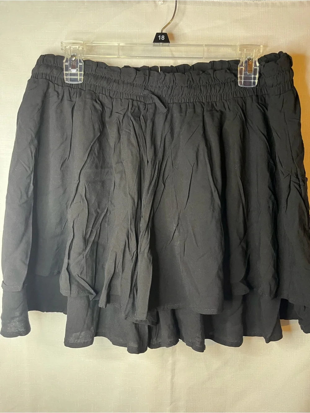 Women's Black Layered Circle Skirt with Elastic Waist